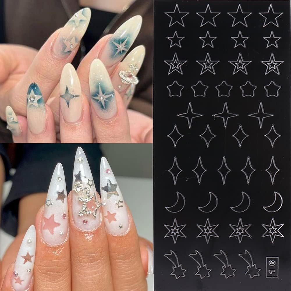 10-Pack Nail Art Stencils for Home & Salon – Self-Adhesive Airbrush Templates