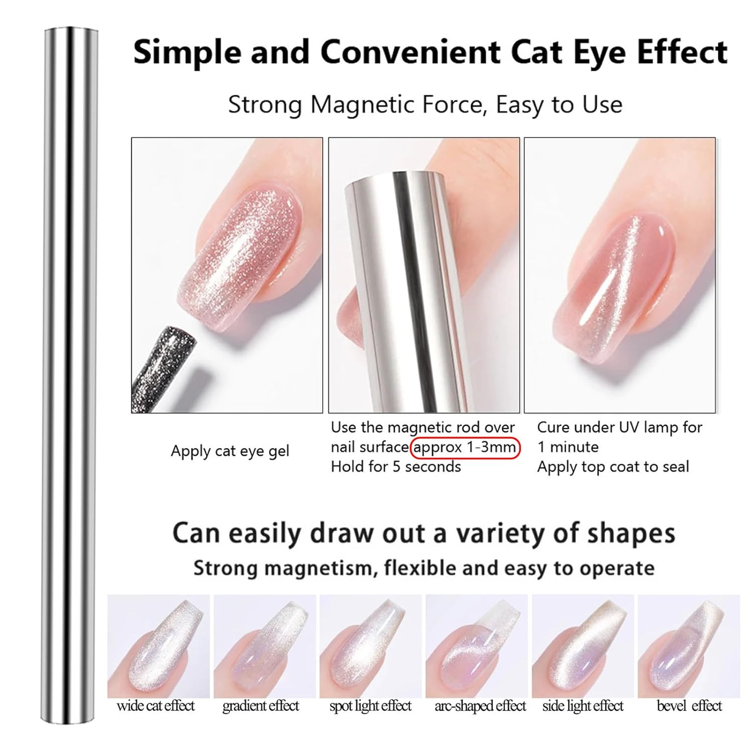 38Pcs Cat Eye Nail Magnet Tool Set, Strong Magnetic Cat Eye Gel Nail Polish Magn