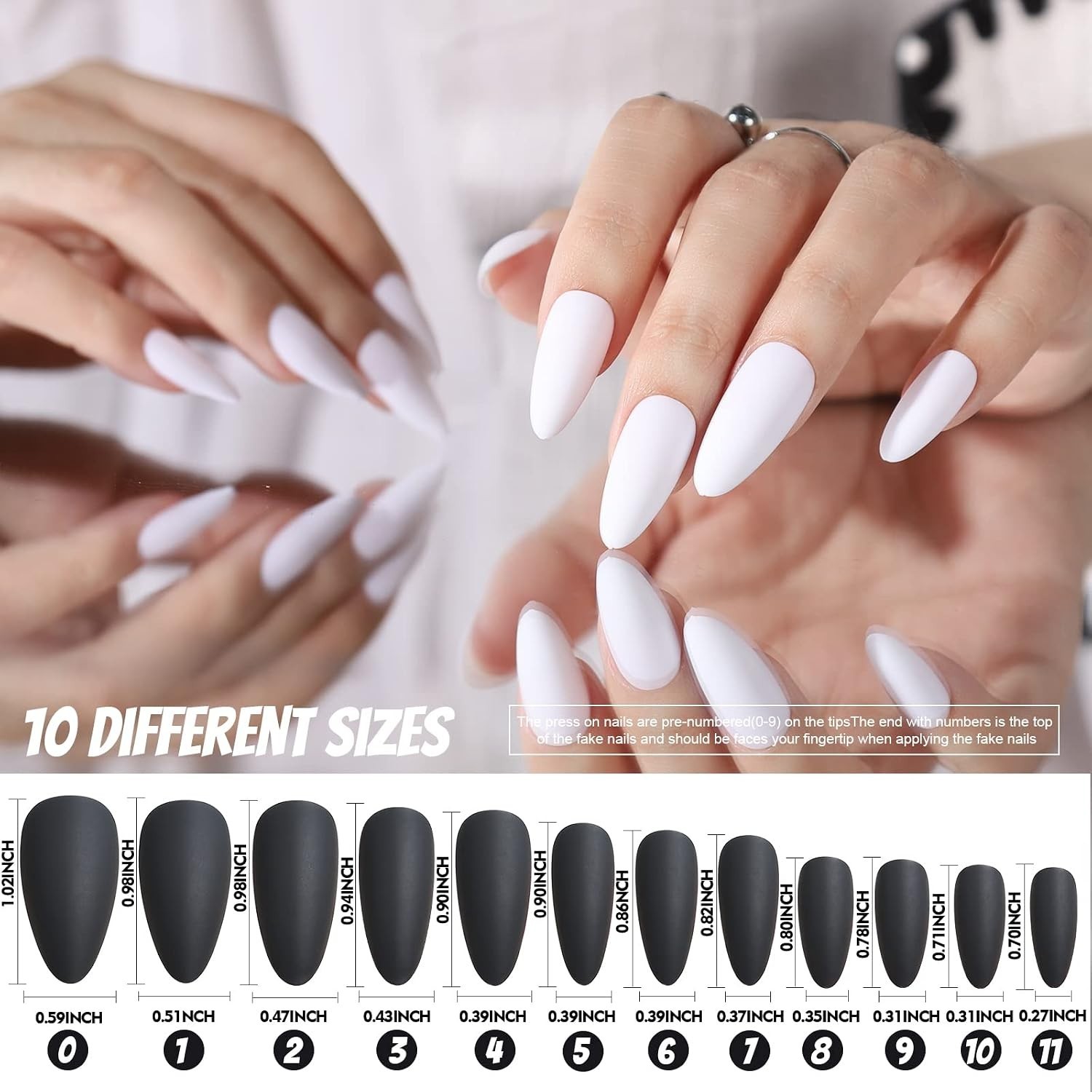 Press on Nails, 12 Packs 288PCS Matte Press on Nails, Medium Almond Fake Nail…