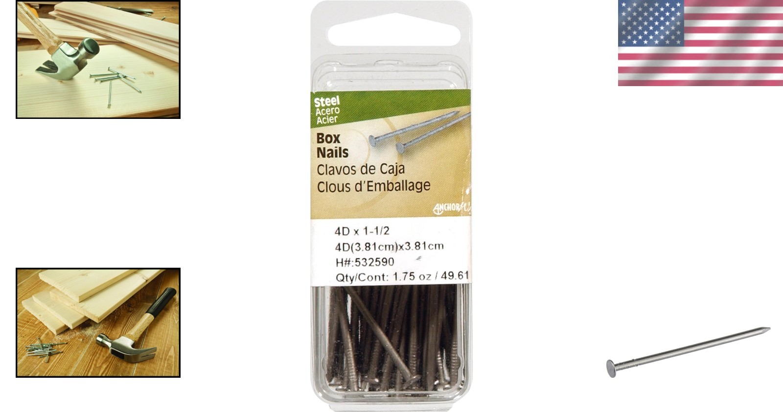 Steel Box Nails 1-1/2 Inch Length – ASTM F1667 Compliant for Woodworking