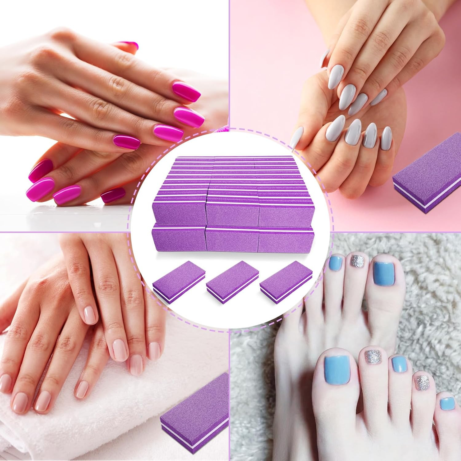 Nail Buffers (60 Pack), Buffer Block Nail File for Acrylic Nails and Natural Nai