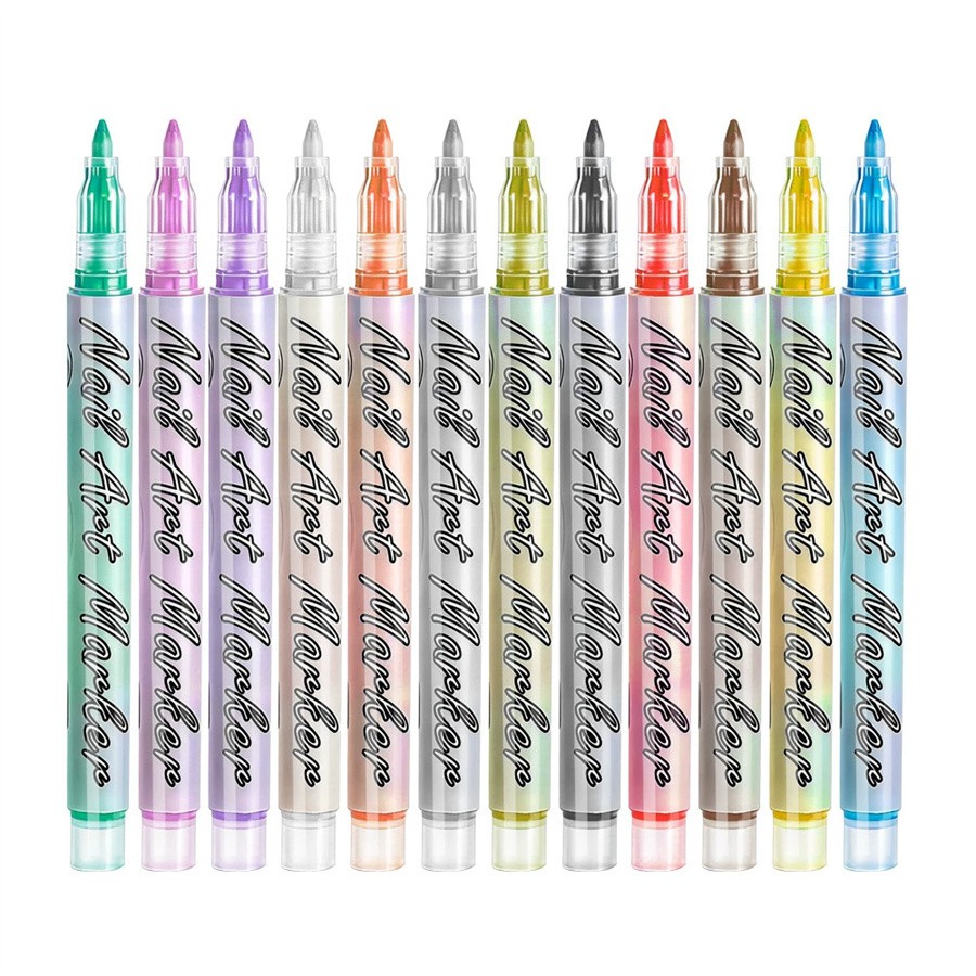 12 Colors Nail Art Pens Set, 2026 New DIY Nail Art Markers Drawing Painting Line