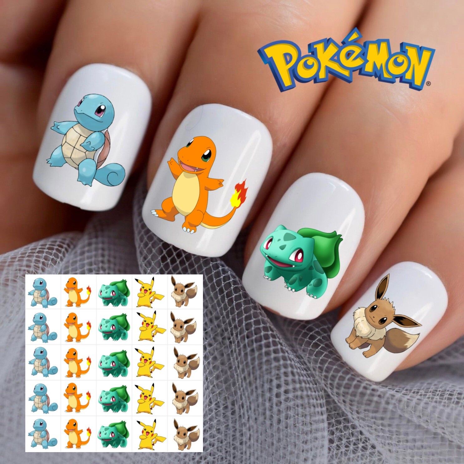 Pokemon Waterslide Nail Decals Set Of 50 Instructions & Bonus Included