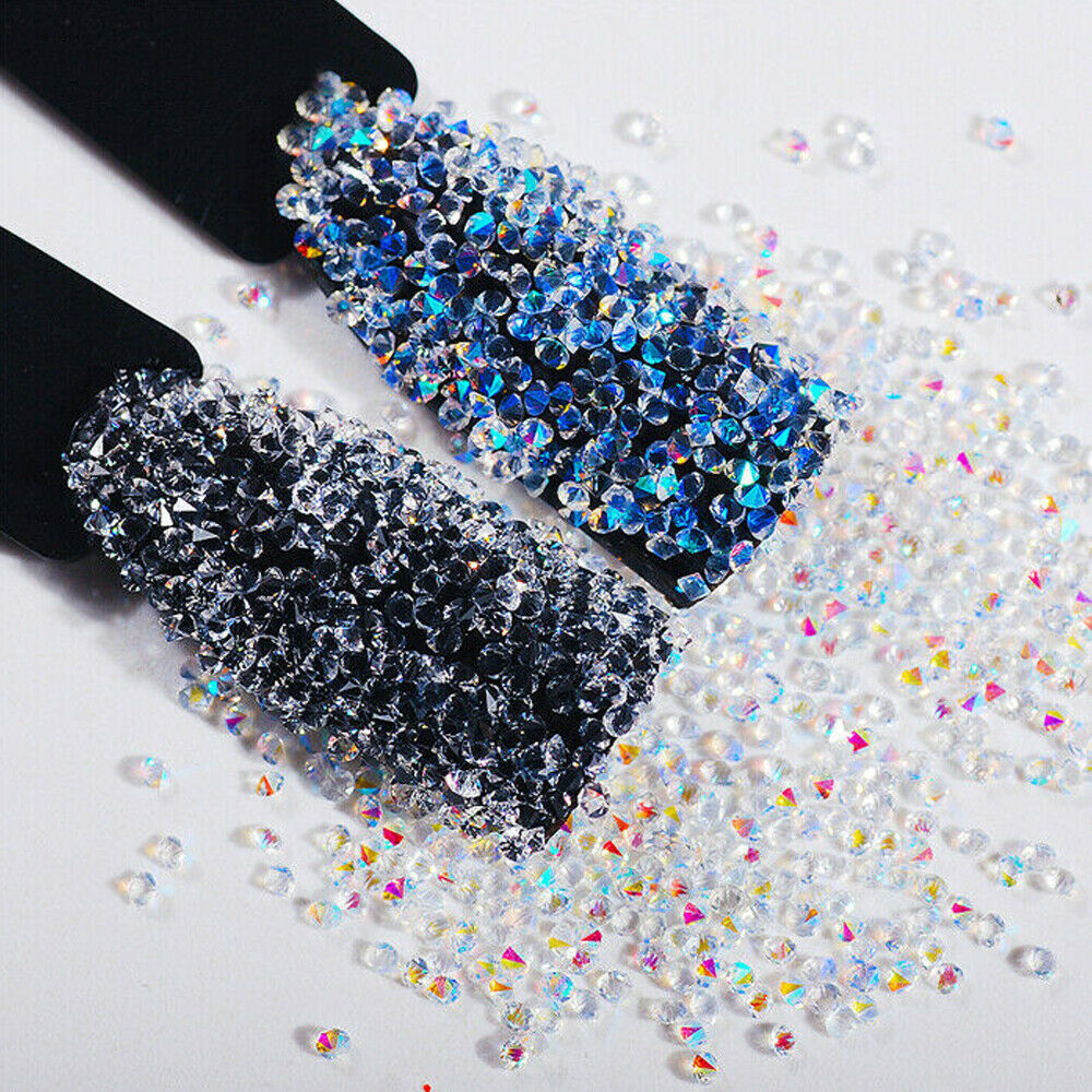 5000PCS AB Nail Rhinestone Crystal 1.2mm 3D Micro Glass DIY Glitter Nails Art