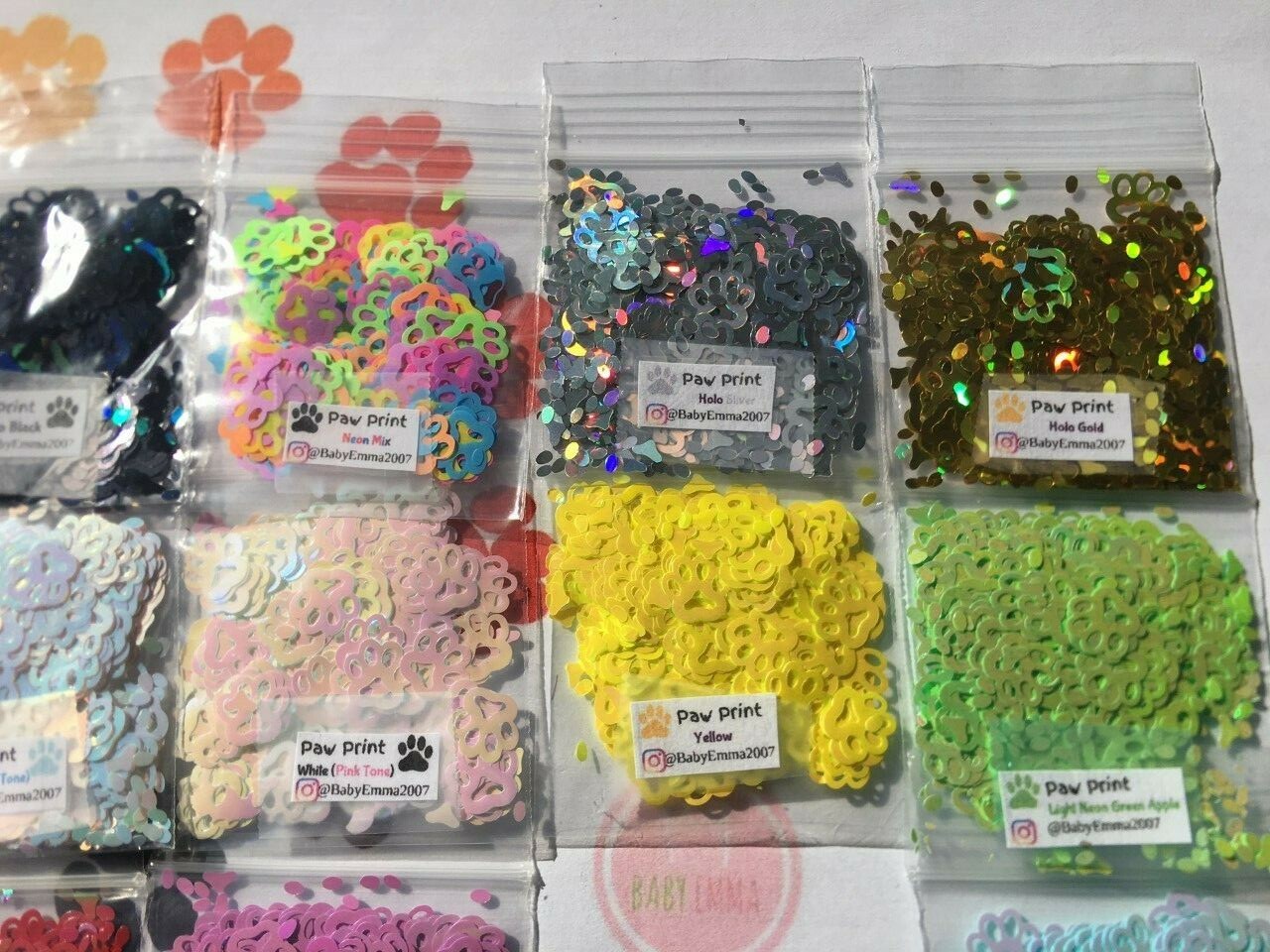 Solvent Resistant Pet PAW/DogPaw shape Glitter(U Pick Color)Nail Art Face Crafts