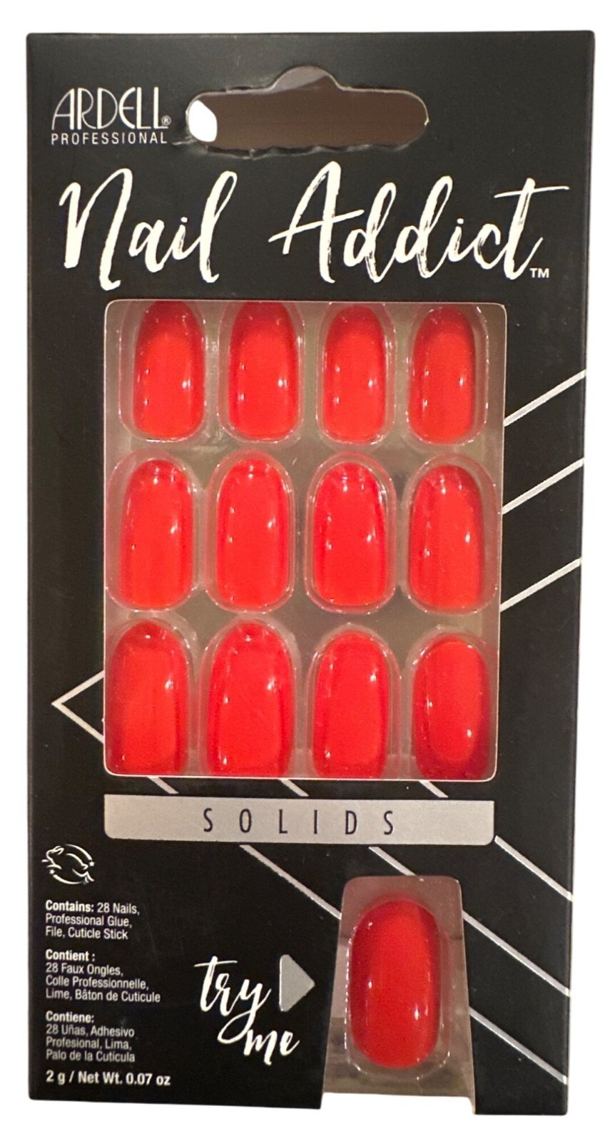 Ardell Nail Addict 28 Nails SOLIDS Medium Oval Glossy+Full Bold Red Vibrant