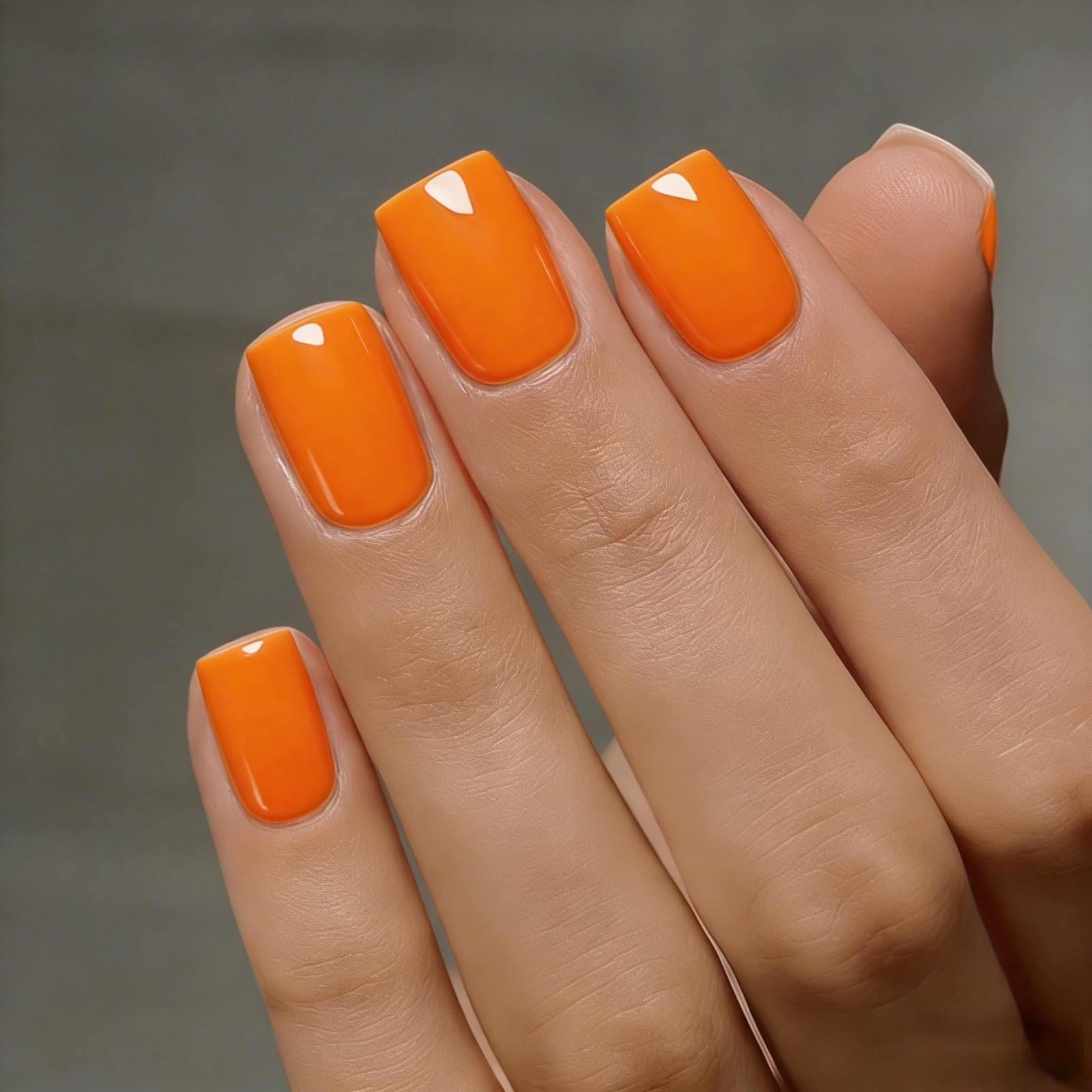 SXVME Short Square Press On Nails Orange 30 Pcs 15 Sizes