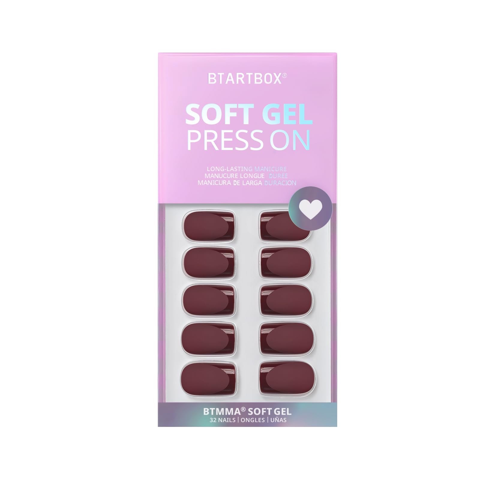 BTArtbox Press on Nails 30 piece assortment with nail glue, 4-Cozy Cocoa