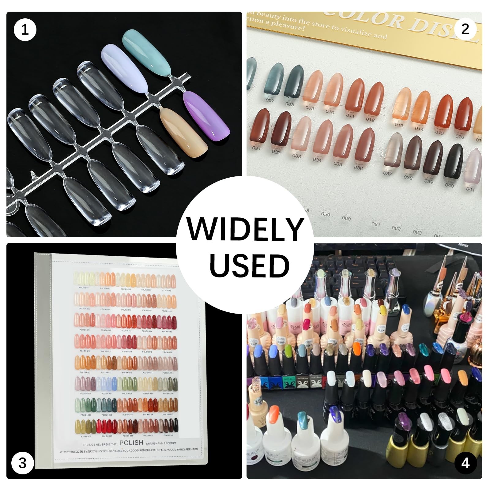 240PCS Flat Long Almond Nail Display Tips,Solid Clear Acrylic Nail Color Swat…