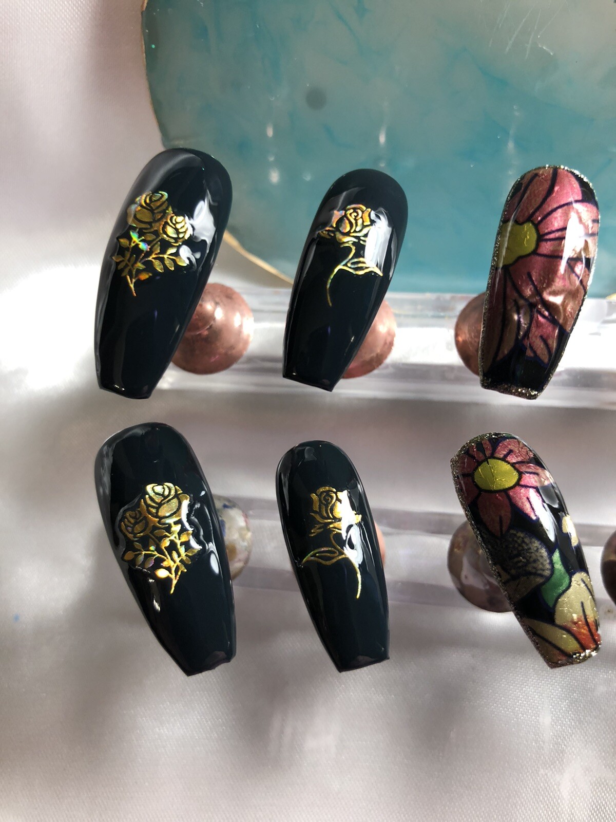 Z-NAILZ! Gorgeous Set Of Handcrafted Custom Long Coffin Press On Nails