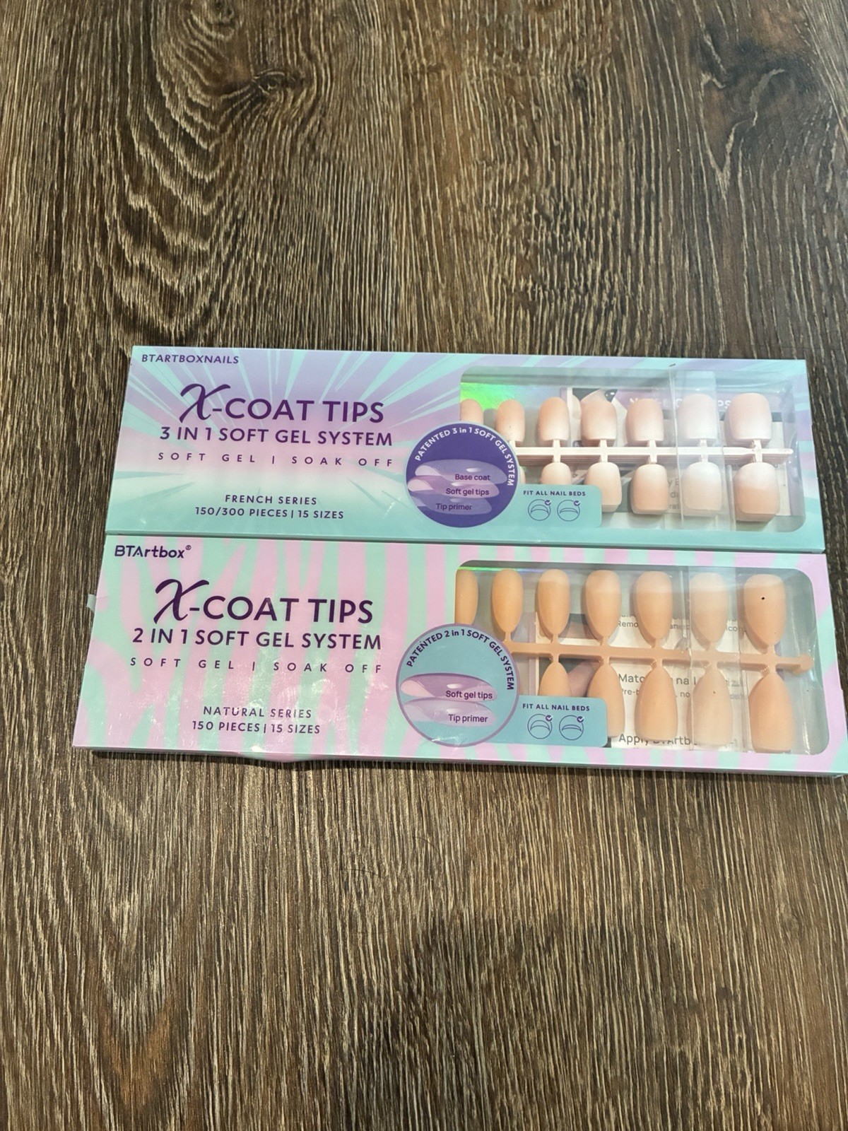Set of 2 BTArtbox Soft Gel Tips Square Almond French Series 150/300pcs Soak Off