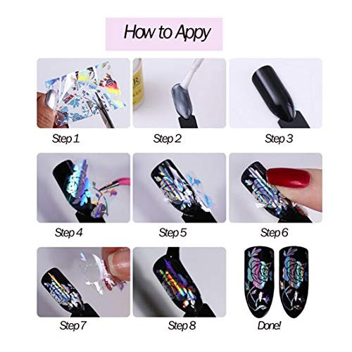 30 Roll Hologrphic Transfer Nail Foil Sticker Silver Laser Nail Holographic A
