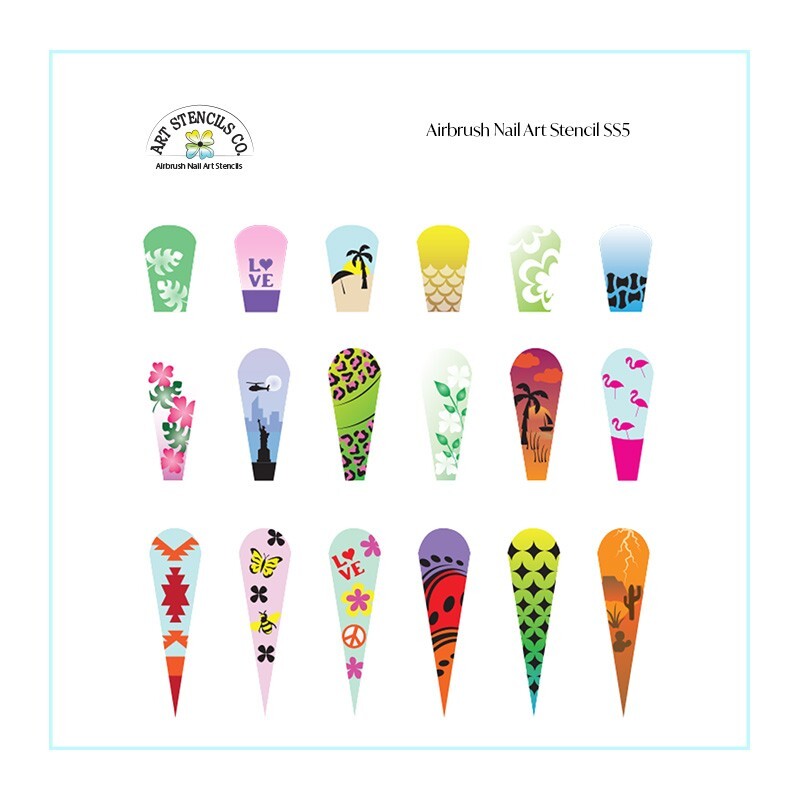 Airbrush Nail Art Design Stencil Strips SS3/SS5/SS9 Combo Pack-Set of 3 Stencils