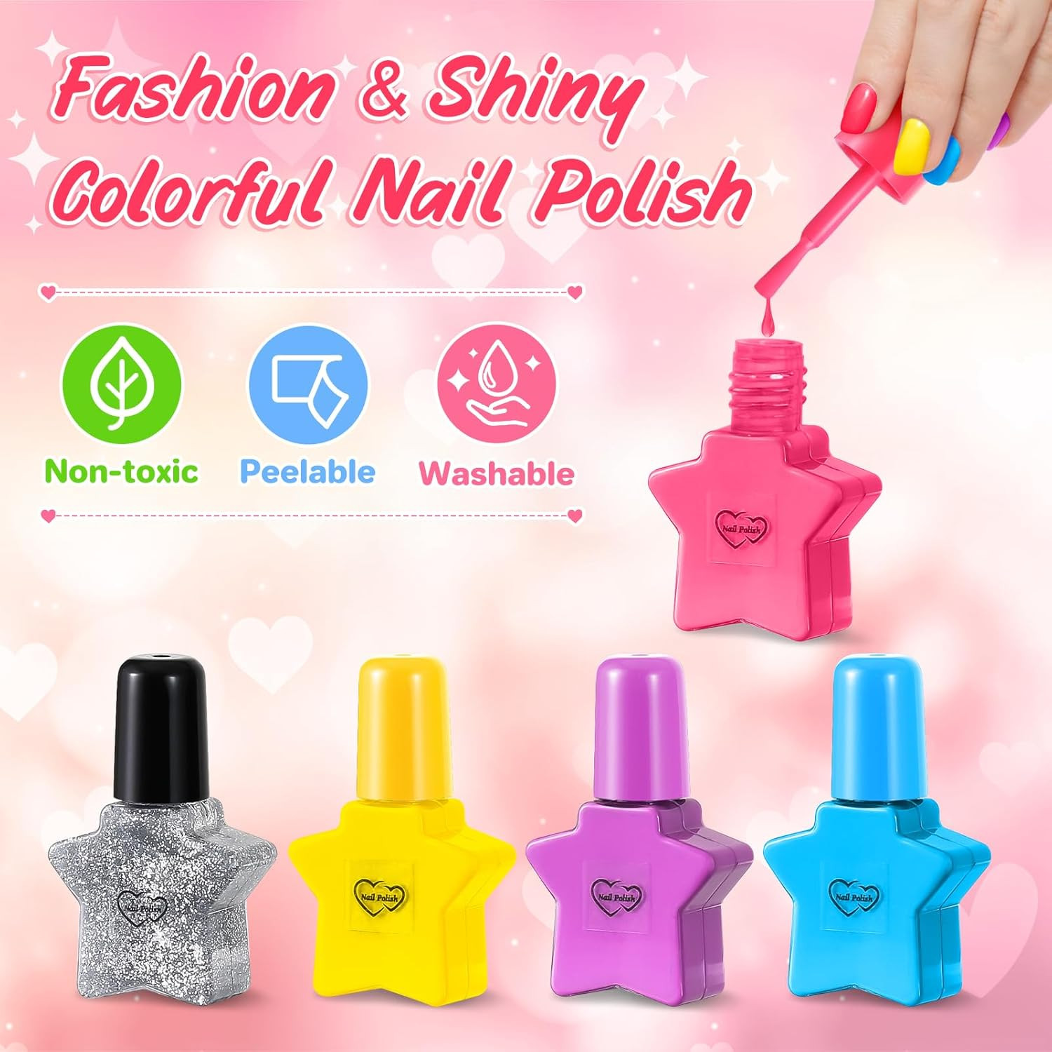 Nail Polish Kit for Girls Ages 7-12 Years Old, Nail Art Toy for Girls 5 6 7 8 9