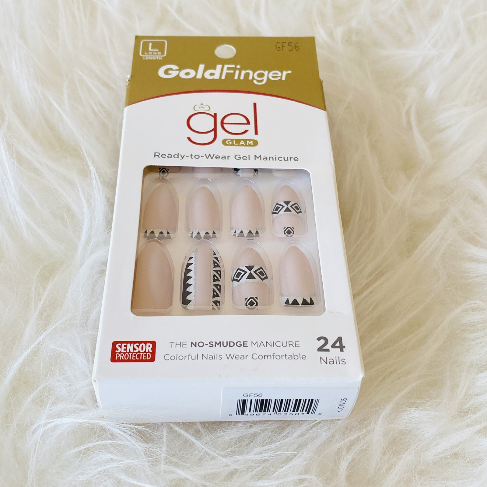GoldFinger Press On Nails Long Matte Nude Tribal Almond