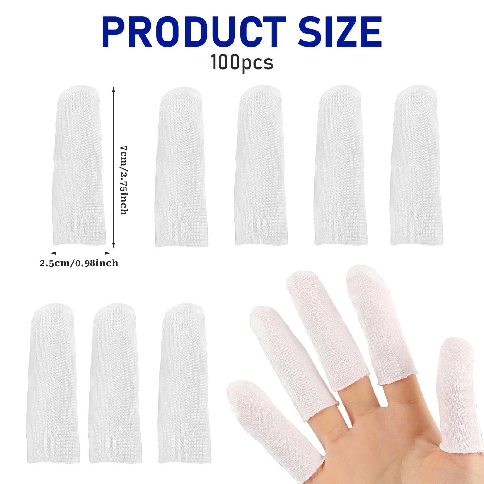 100 Pieces Cotton Finger Cots,Cloth Finger Cots Finger Toe Sleeves Fingertips