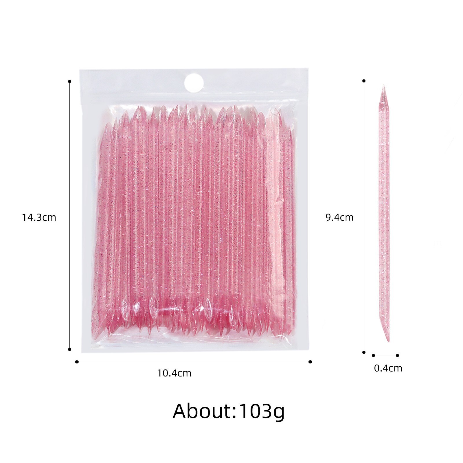 100Pcs Reusable Nail Crystal Orange Stick Double Sided Nail Art Care Pusher