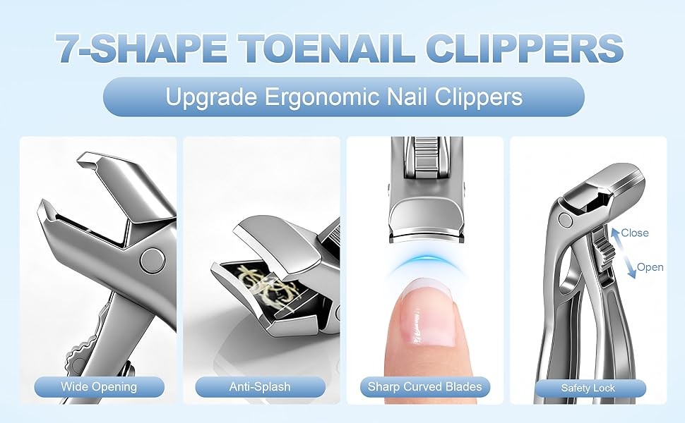 6-in-1 Toenail Clippers for Seniors with Thick Nails – Heavy Duty Wide Opening