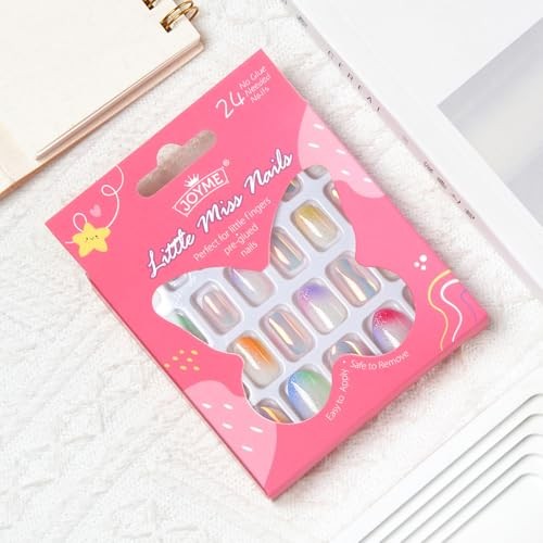 Cute Press on Nails for Kids,Girls Trendy Stuff Fake Nail Kit for Multicolor