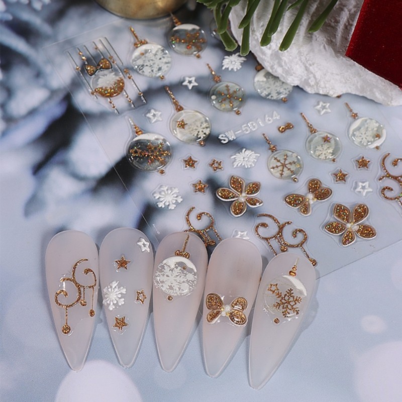 Snowflakes Nails Art Stickers Christmas Nail Decals Self-Adhesive Nail Sticker