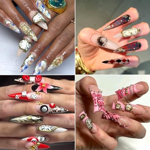 2Sheets Vintage Watch Nail Art Stickers 5D Embossed Gold 5D Gold Irregular 14