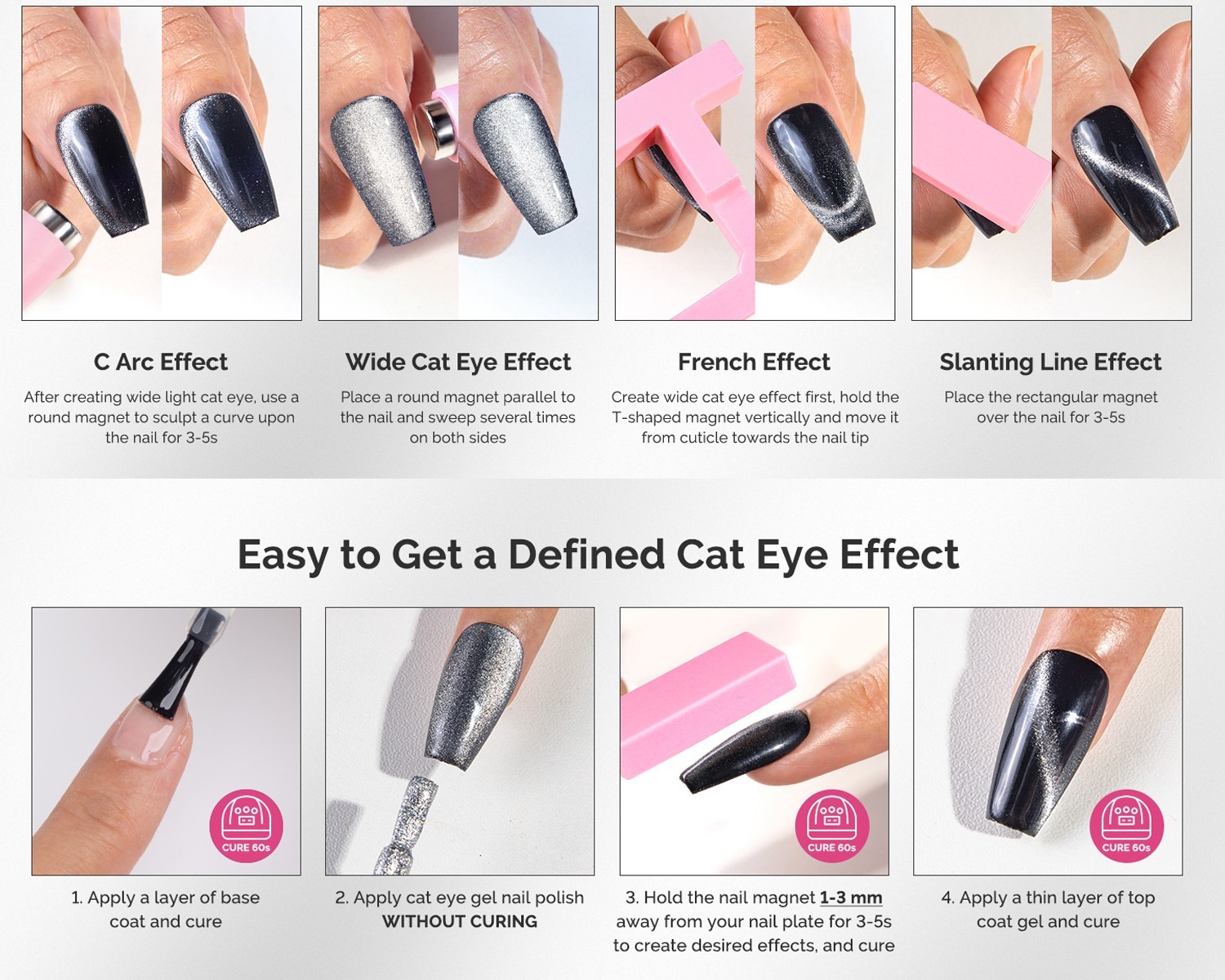 5 In 1 Nail Magnet Tool Cat Eye Magnet for Nail Art Salon Studio Home Manicure
