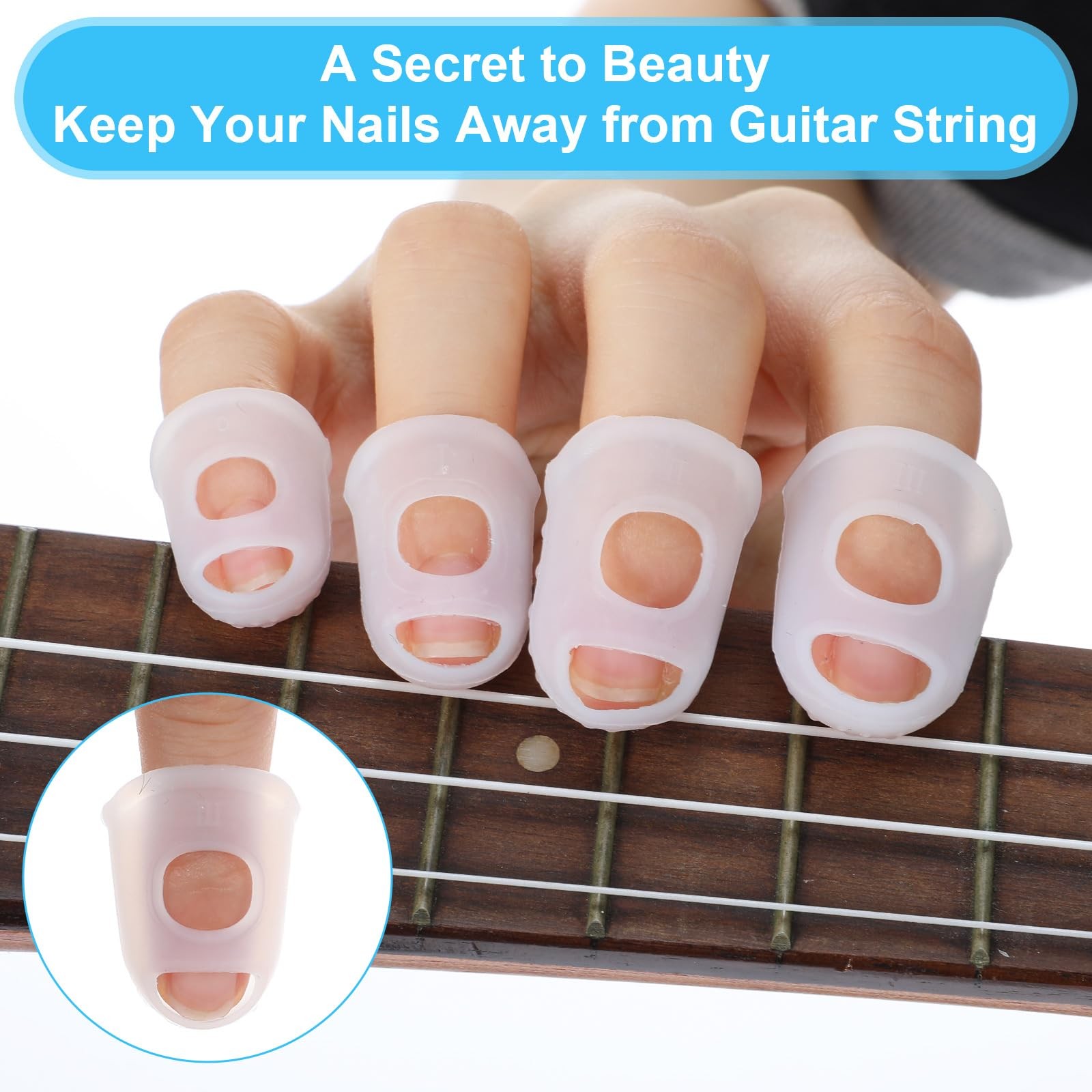Piriuuo 50 Pcs Guitar Finger Covers, Silicone Finger Tip Protectors Anti-Slip…