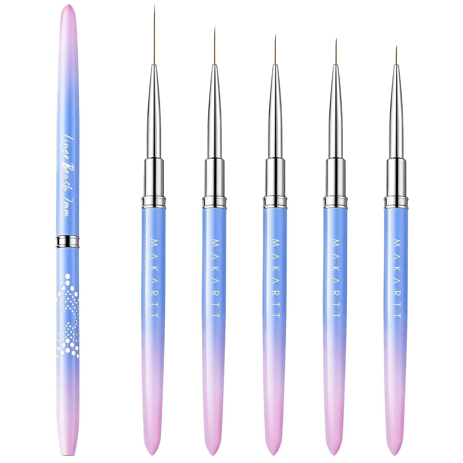 Nail Art Brushes 5 Piece Liner Gel Builder French Tip Design Tool Set