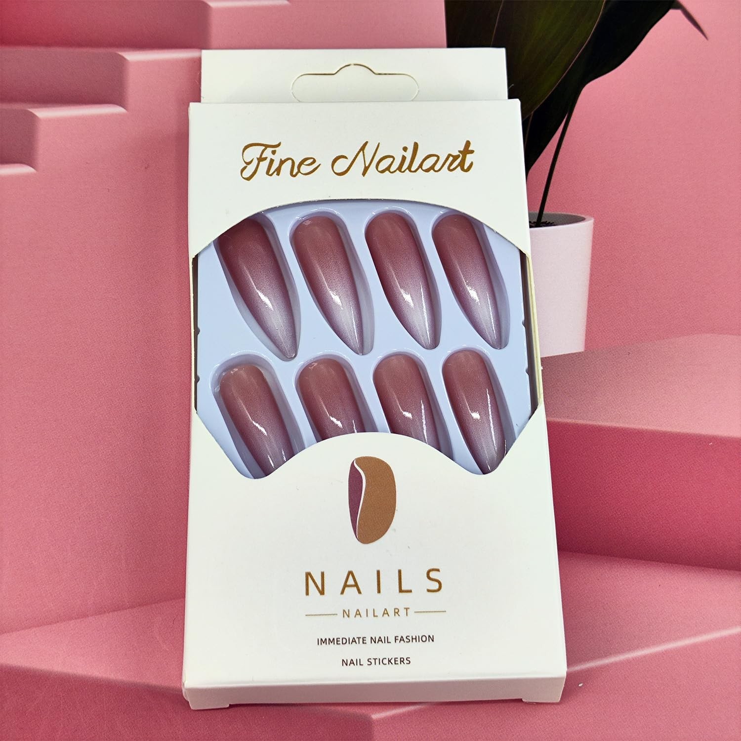 Stiletto Press on Nails Nude Fake with Gradient Long, multicolor