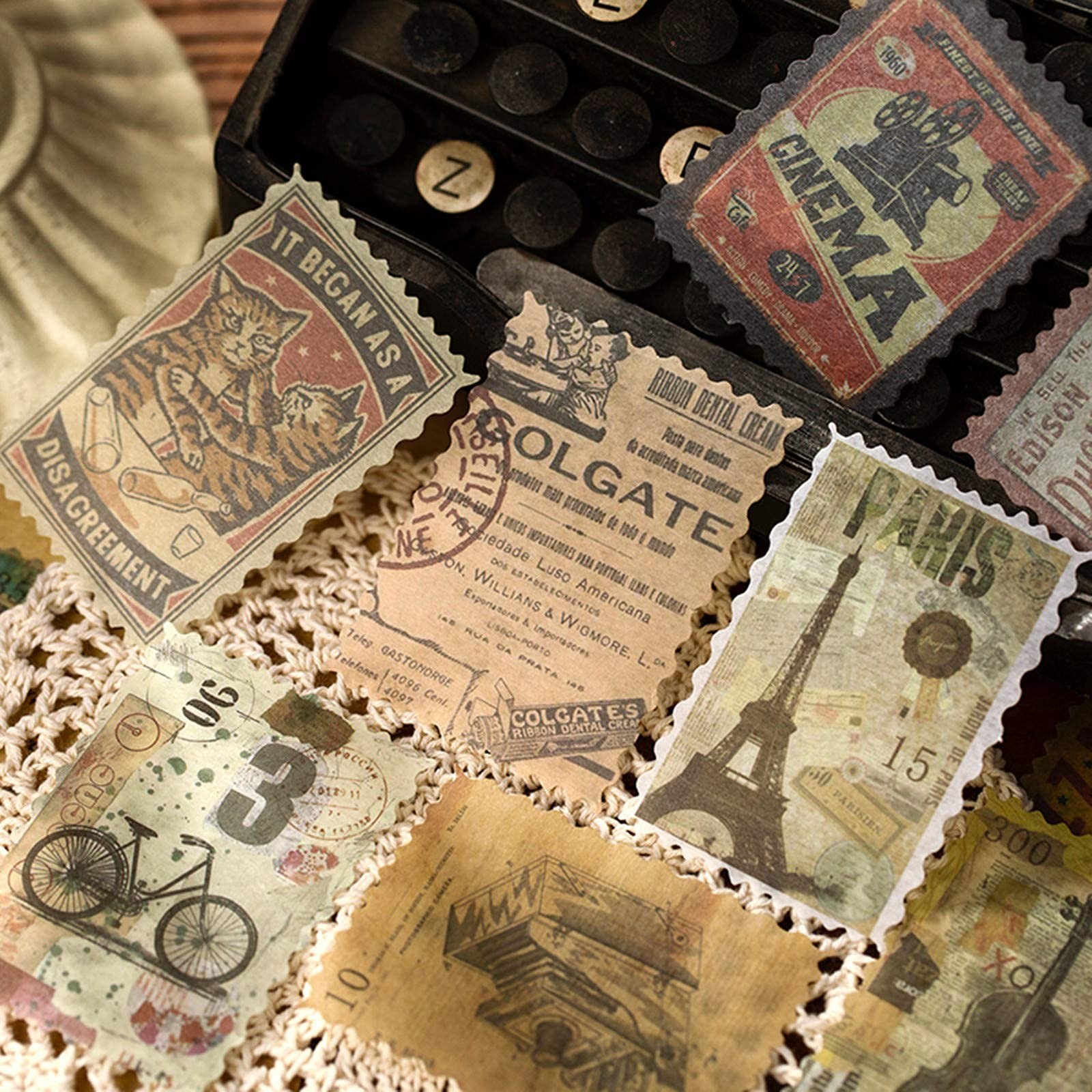 240pcs Vintage Postage Stamp Stickers, Aesthetic Botanical Deco Pap… Fast Ship