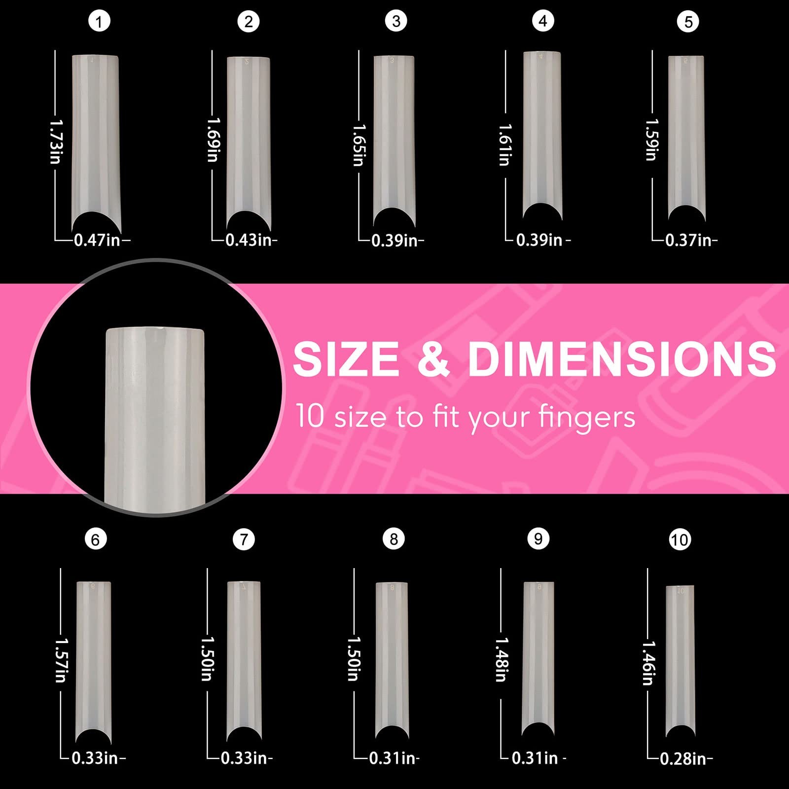Square Curve Extra Long Nail Tips, Half Cover Natural Acrylic Fake Nail Tips,…