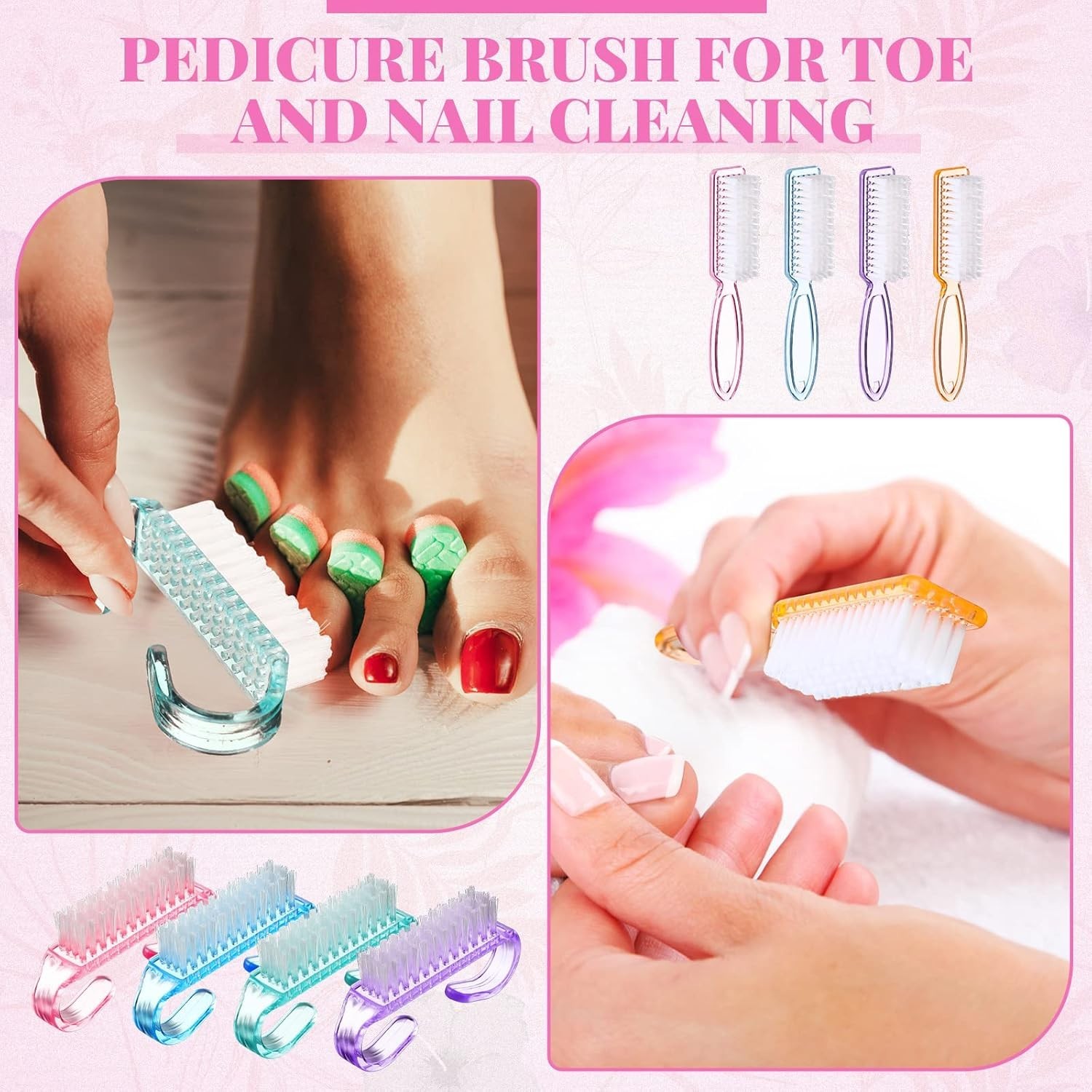 Multicolor Nail Cleaning Brushes Set
