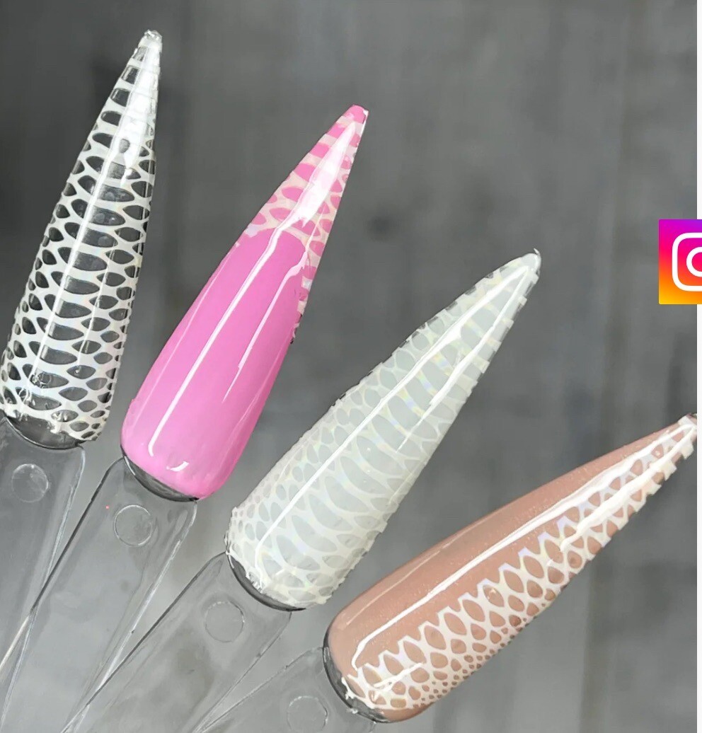 Nail Stickers Art Decal DIY Design 3D Waterproof White Lattice B066