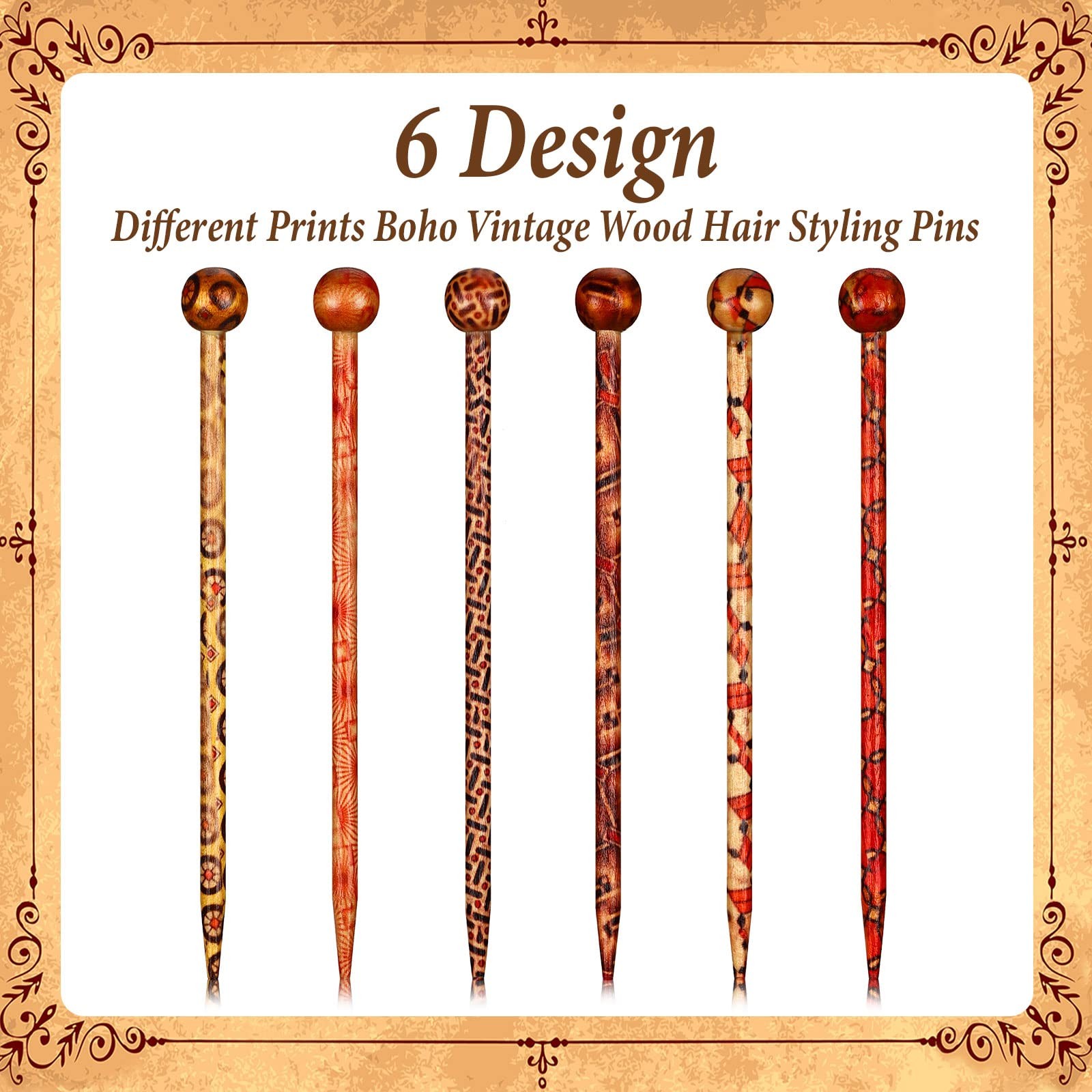 Cindeer 12 Pieces Wooden Hair Sticks 1 Count (Pack of 12), Multiple Colors