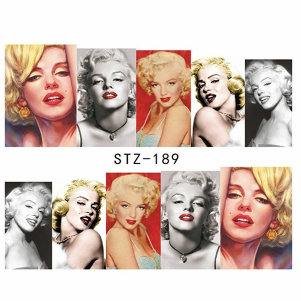 Full Wrap Water Transfers Nail Art Decals Pop Audrey Hepburn Sexy Marilyn NS11