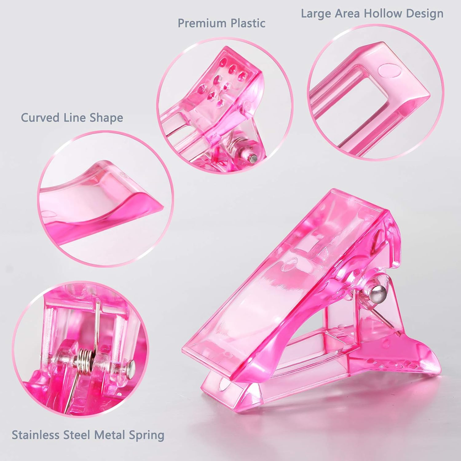 6 Pcs Poly Gel Quick Building Nail Tips Clip Pink Transparent Finger Extension U