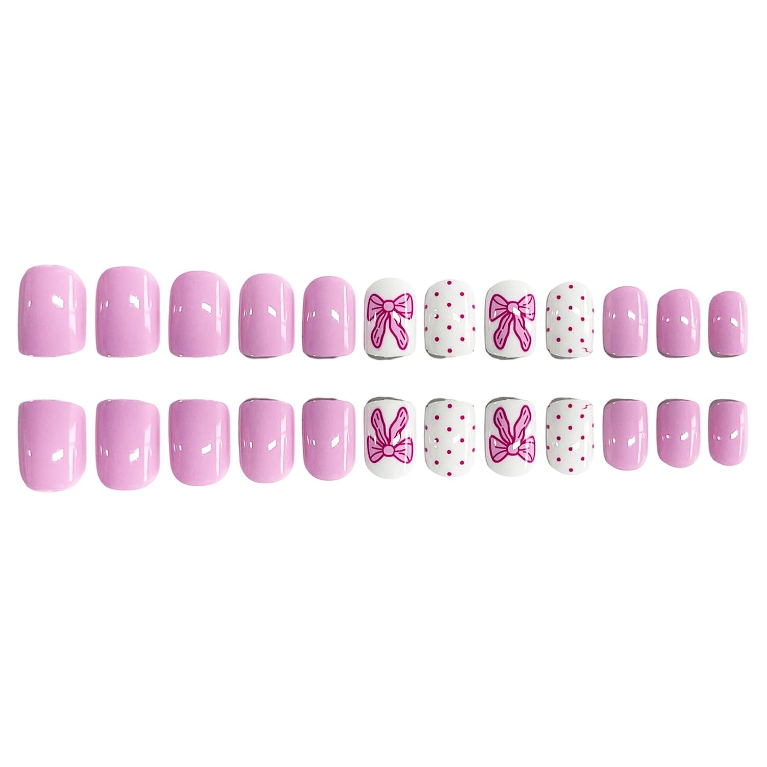 Cute Short Square Press on Nails Petite Fake Nails Cute False Nails with Polk…