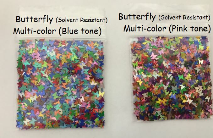 Solvent Resistant BUTTERFLY Glitter (Rainbow A) Nail Art Face Crafts FYI-US-tsp