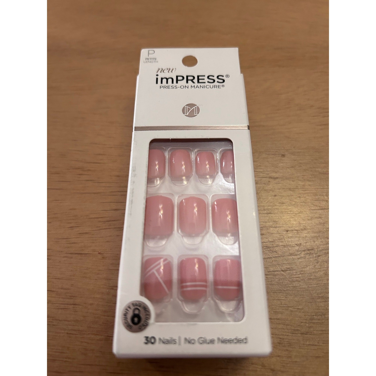 New Impress 30pc Press-On Manicure Nails Light Pink w/White 🩷🤍 No Glue Needed