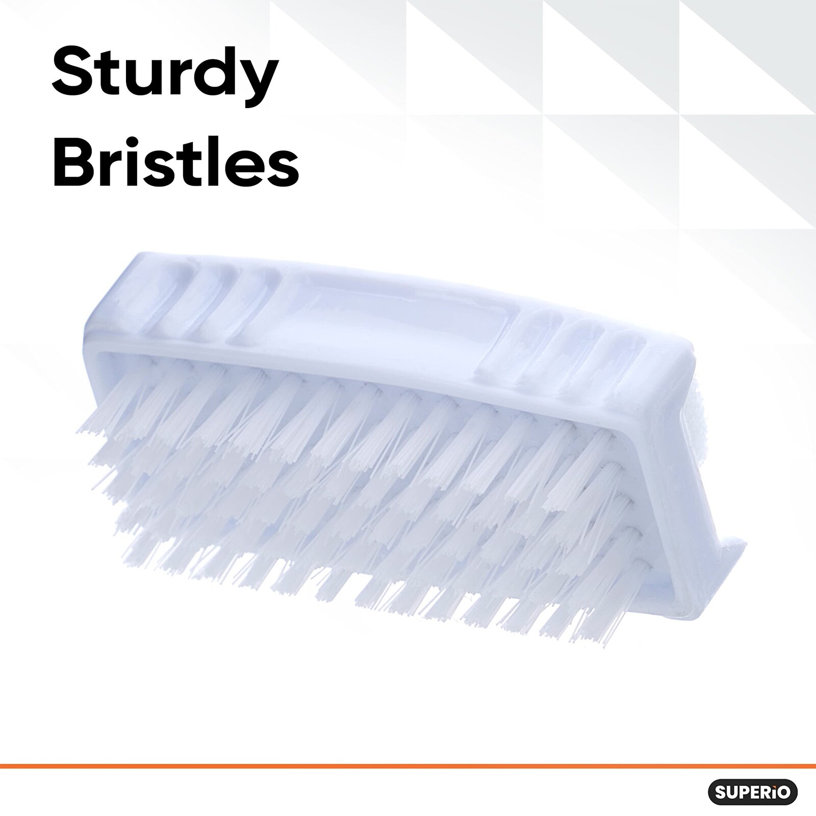 Superio White Pumice Stone Brush and Nail Brush, Dual Side, Stiff Bristles
