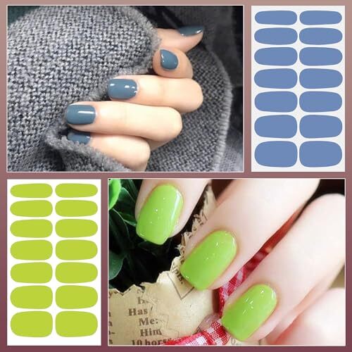 24 Sheets Light Color Nail Polish Stickers Full Nail Wraps Stick on Nail