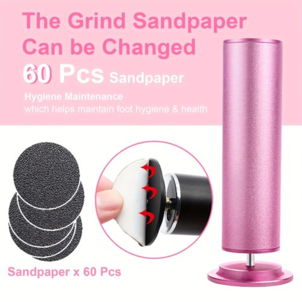 1X Electric Foot Grinder-60 Sandpaper Sheets,Callus Remover for Men & Women