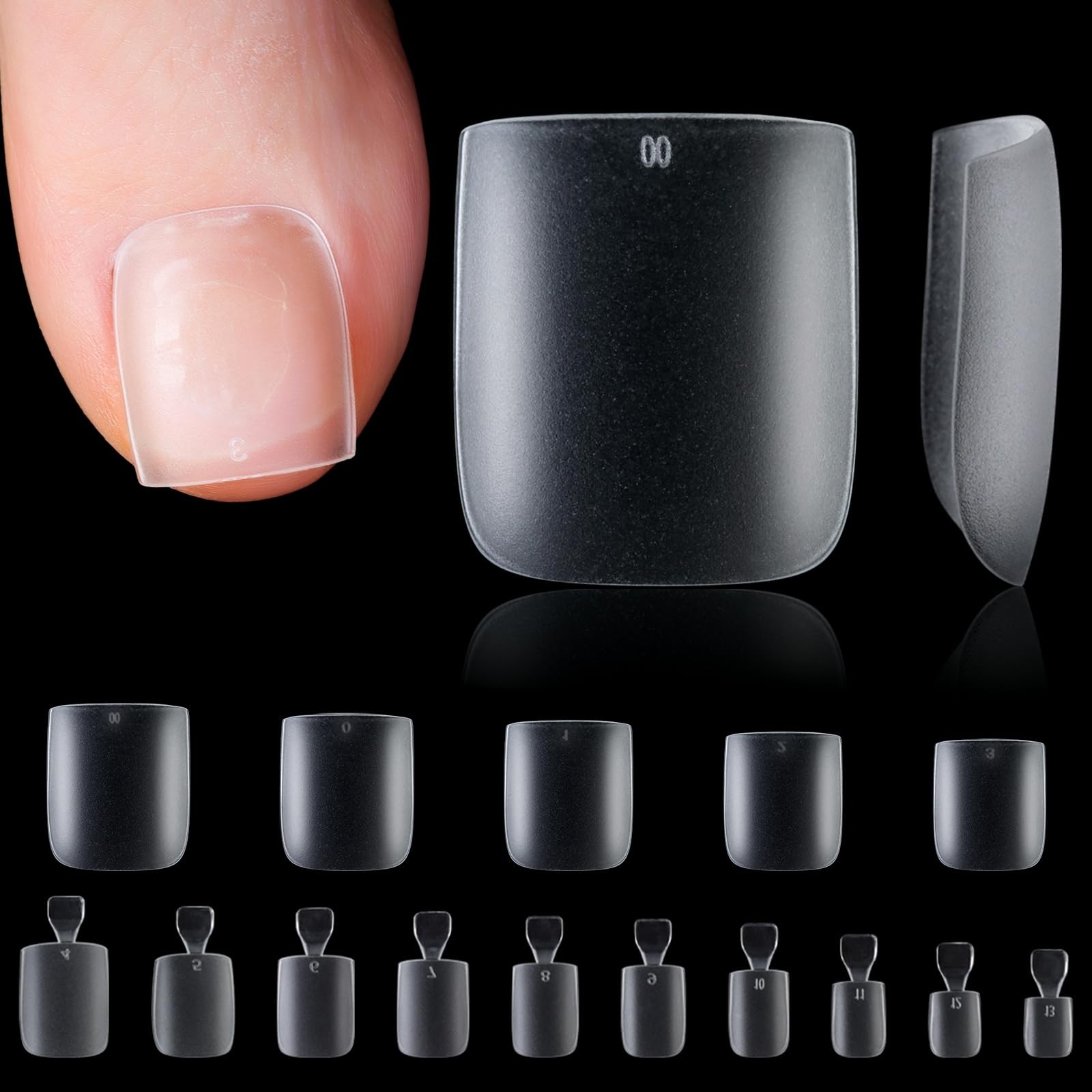 Long Square Toe Nail Tips Full Cover False Toenails Press on Nails 300PCS