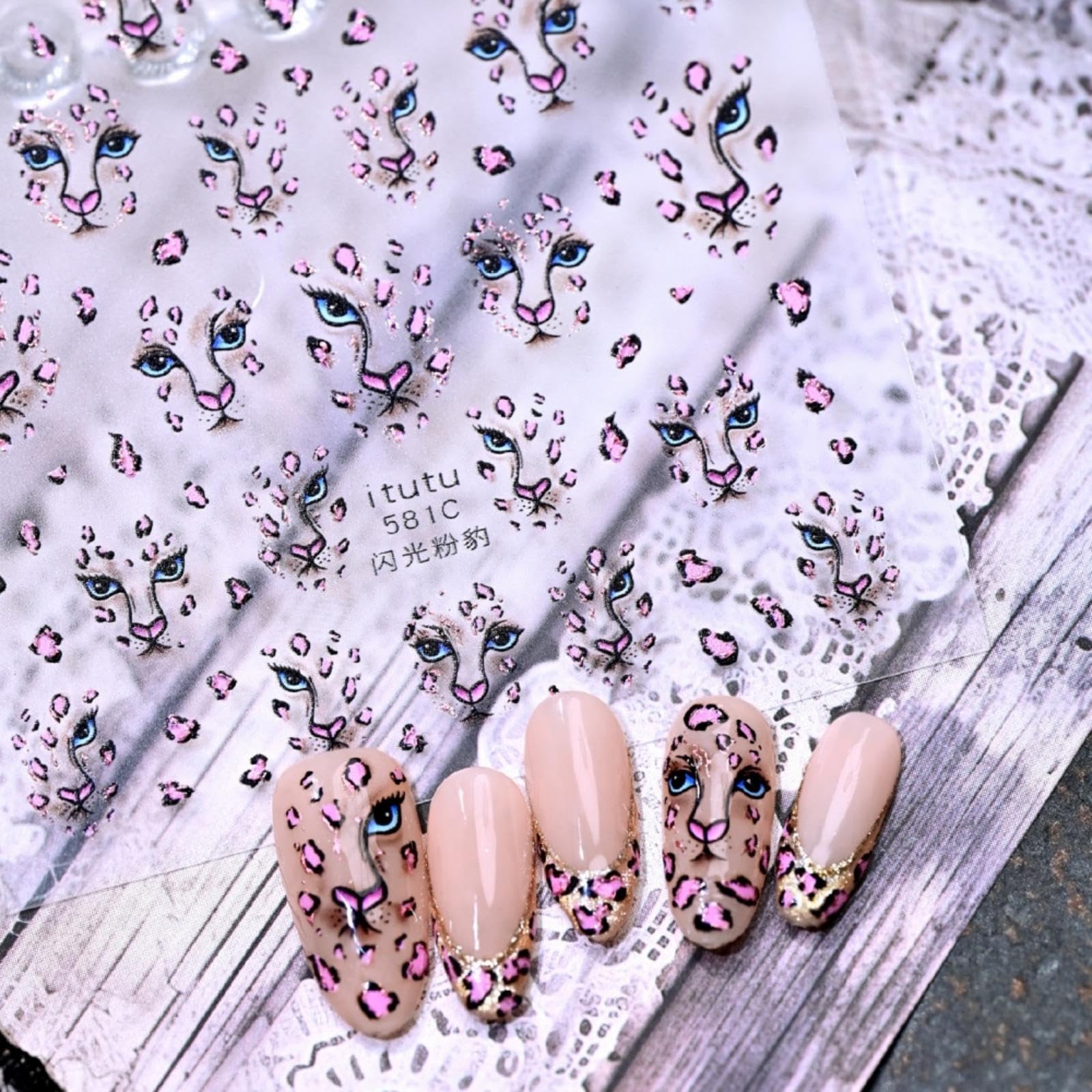 BLGTGH Style31 Leopard Print 5D Nail Stickers