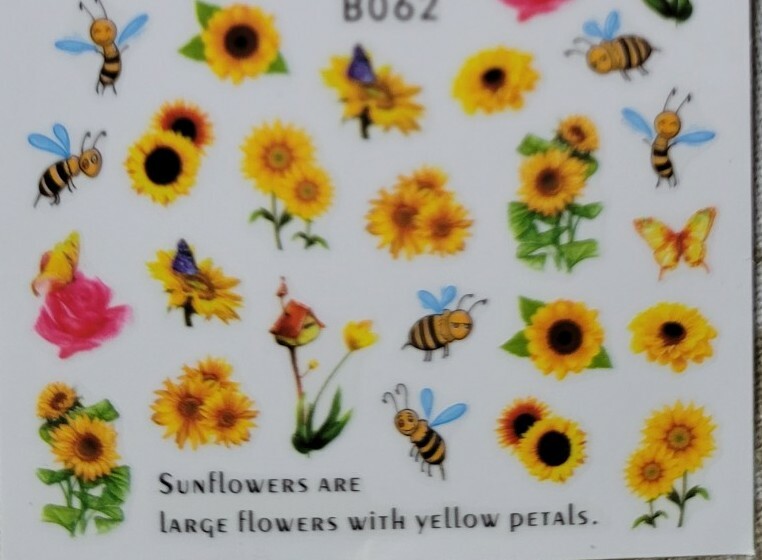 Sunflowers and bees Nail Art Stickers