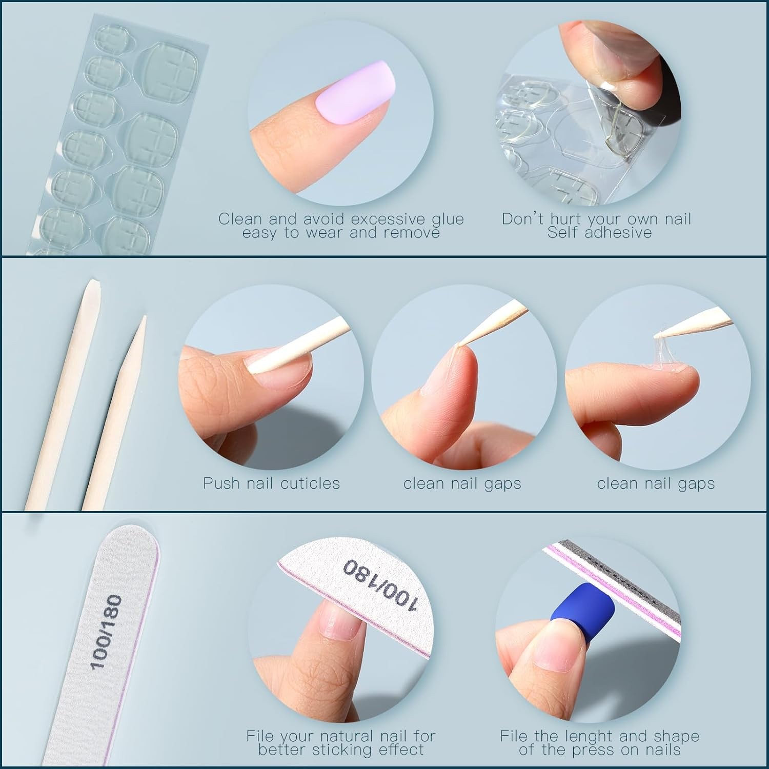 Press on Nails, 24 Colors 576PCS Press on Nails Short Square Matte Glossy.
