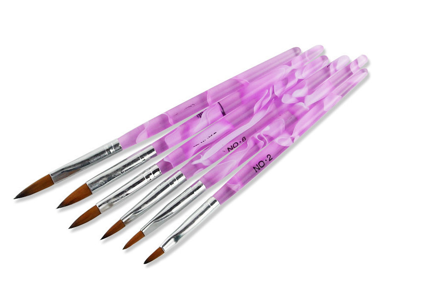 6pcs Set Nail Art Brush Pen Acrylic UV Gel Glitter Builder 2#/4#/6#/8#/10#12#