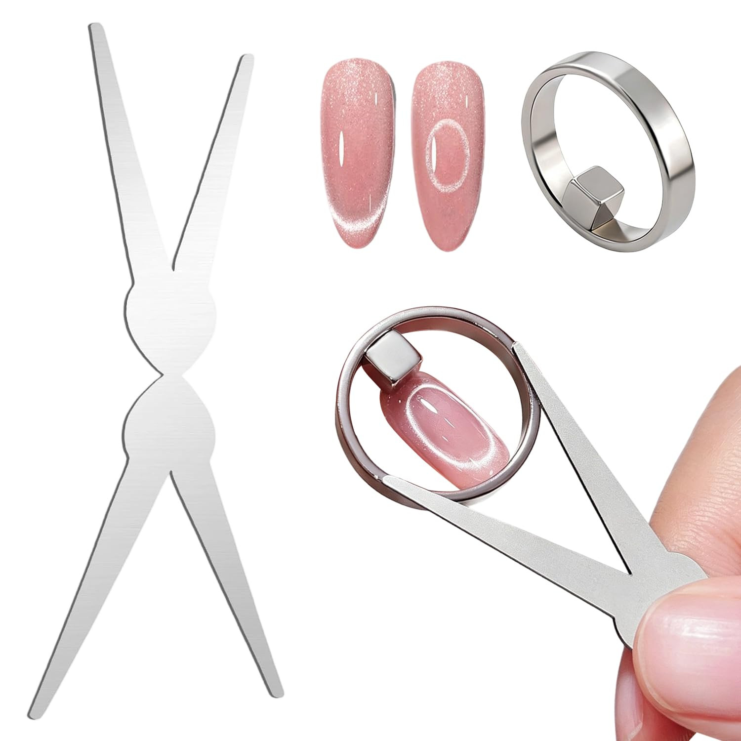 Cat Eye Magnet, Cateye Gel Nail Magnet Tools for French Tips Hole Bunny Heart Ra