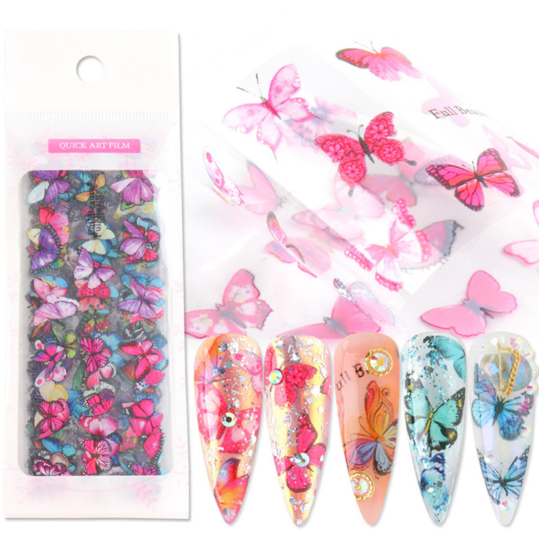 10Pcs Colorful Beautiful Butterfly Nail Art Transfer Foil Sticker Manicure 1789