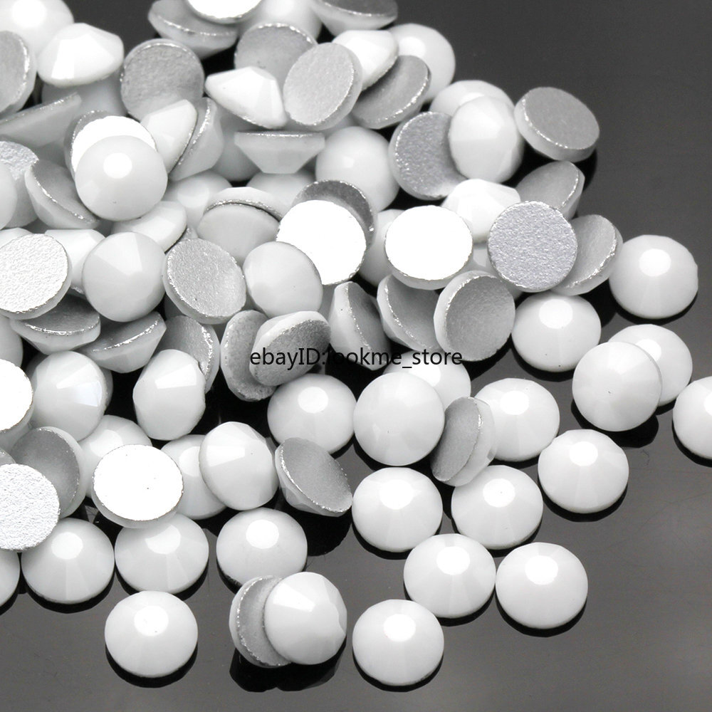 1440pcs Crystals Porcelain White Rhinestones FlatBack Gems for 3D Nail Art Decor